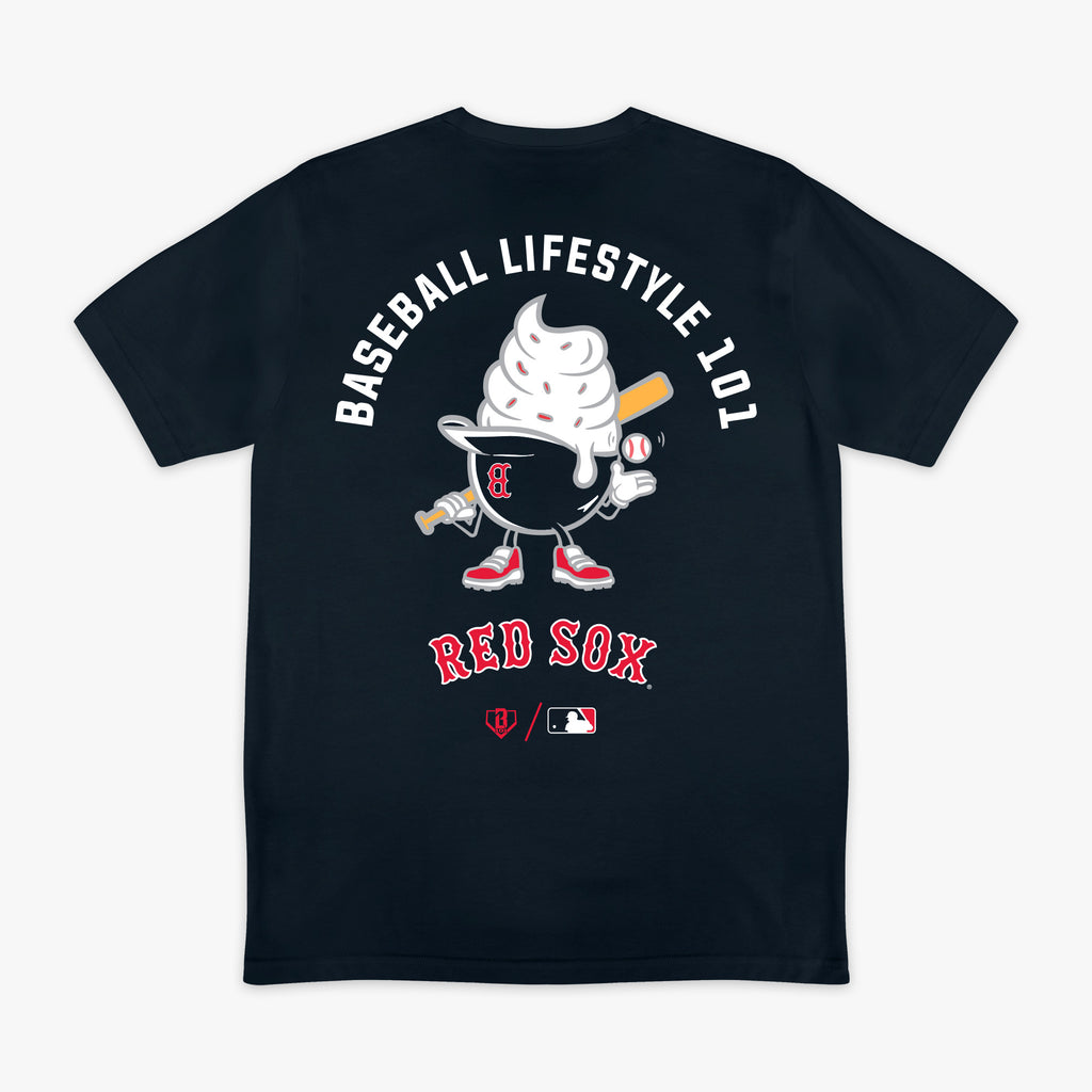 Navy graphic tee with "Boston Red Sox Ice Cream Cap" design - back view
