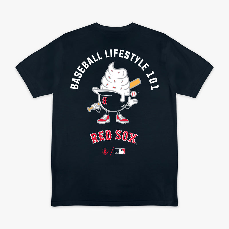 Navy graphic tee with "Boston Red Sox Ice Cream Cap" design - back view