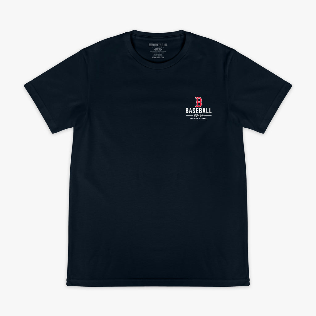 Navy graphic tee with "Boston Red Sox Ice Cream Cap" design - front view