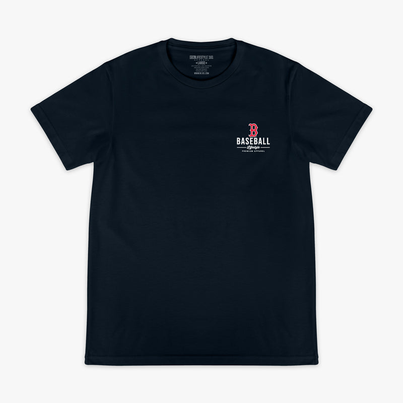 Navy graphic tee with "Boston Red Sox Ice Cream Cap" design - front view