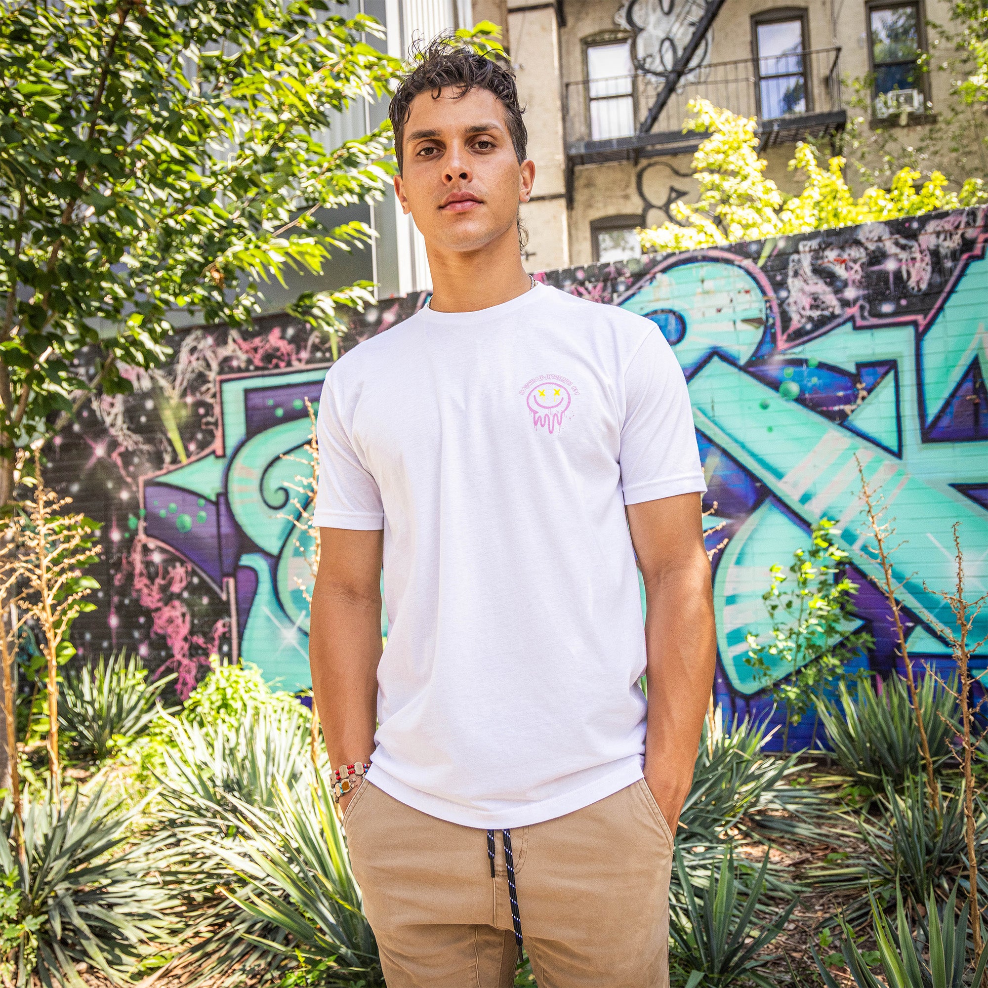 Retro Graffiti Tee - Pink/Yellow