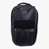 Adult model wearing black backpack with "SZN 2" design