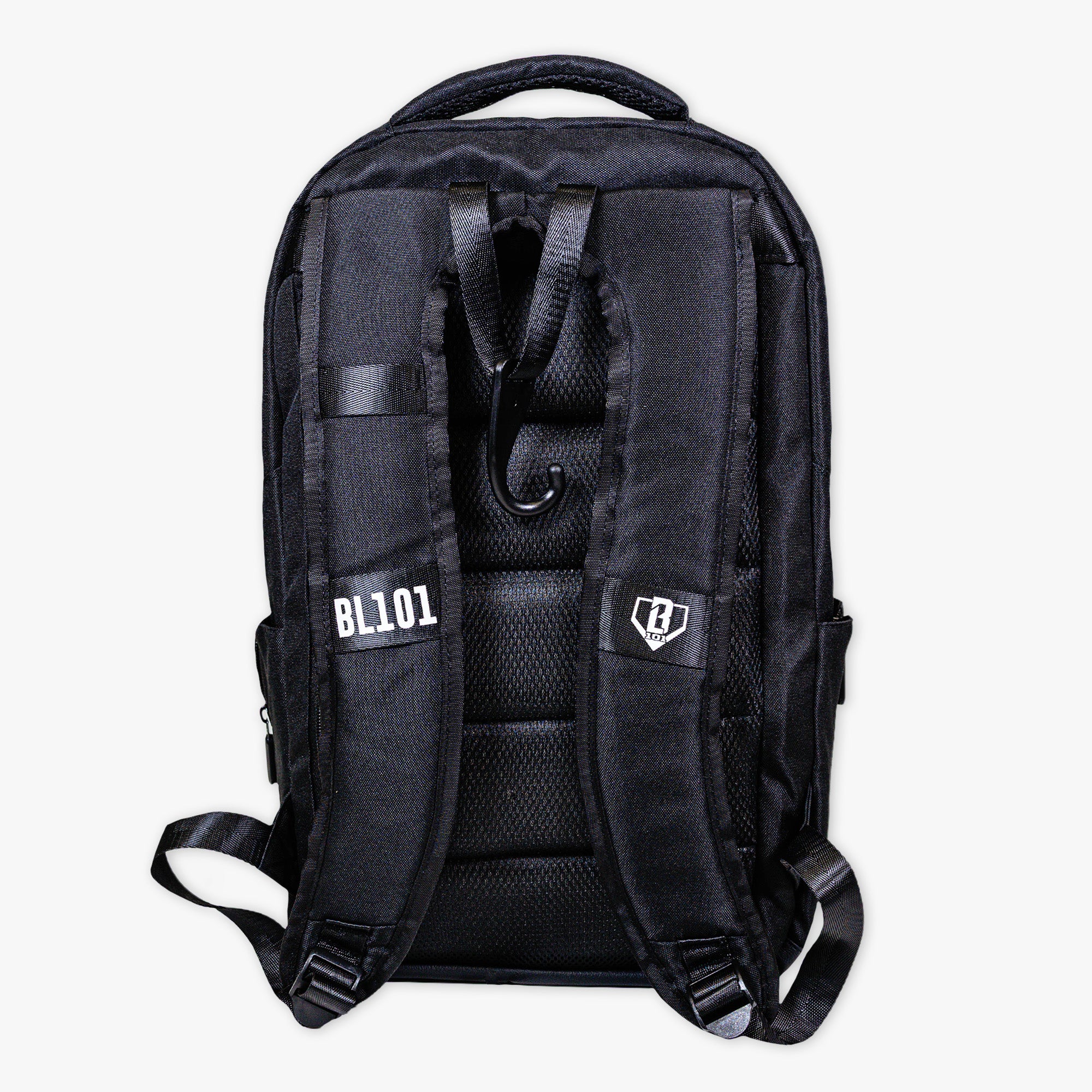 Adult model wearing black backpack with "SZN 2" design