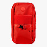 Adult model wearing red backpack with "SZN 2" design
