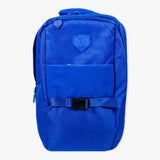 Adult model wearing blue backpack with "SZN 2" design