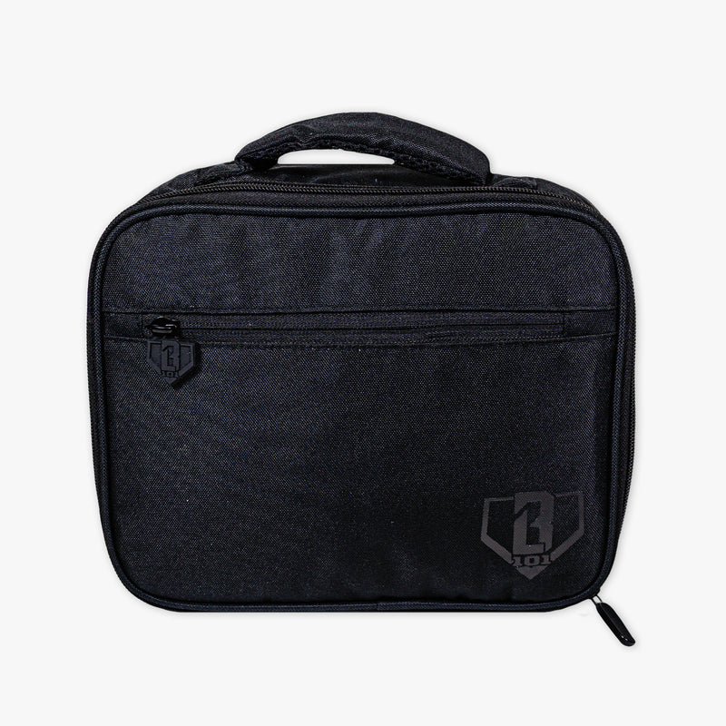 Adult model wearing black lunch box with "SZN 2" design
