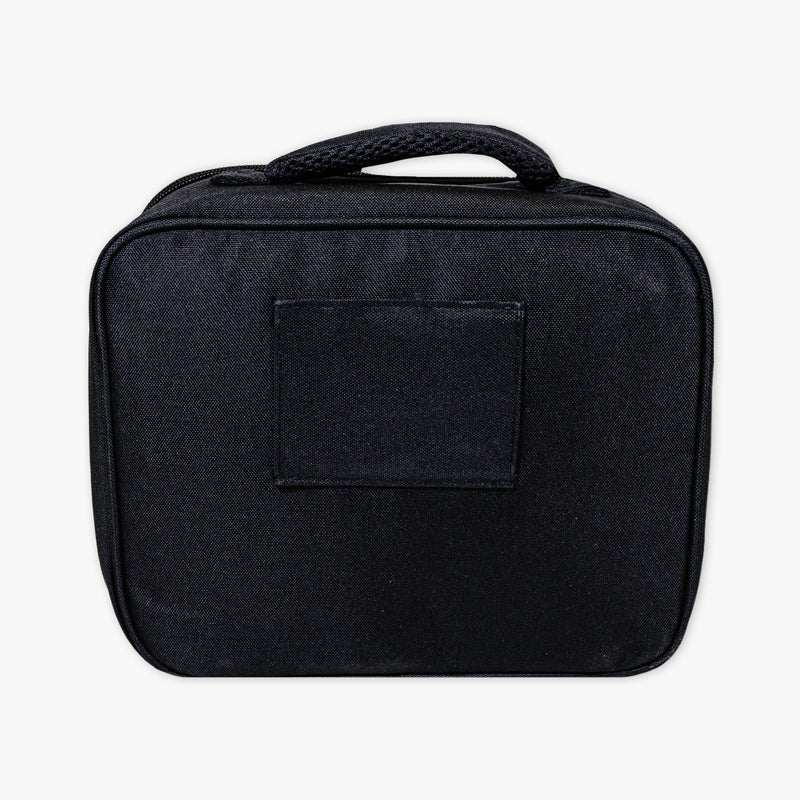 Adult model wearing black lunch box with "SZN 2" design