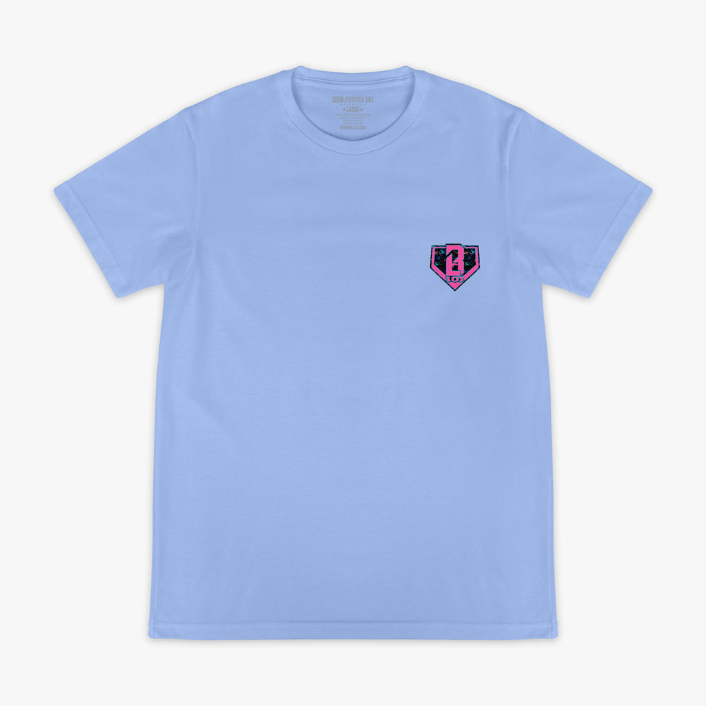 Blue Shark Cotton Candy Blue graphic tee — front view