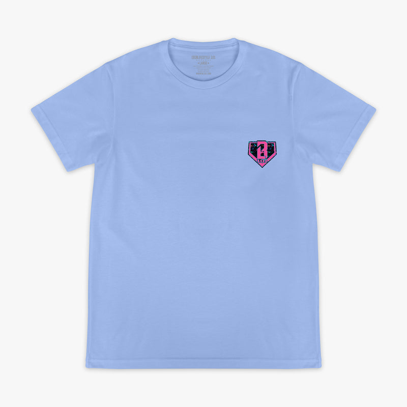 Blue Shark Cotton Candy Blue graphic tee — front view