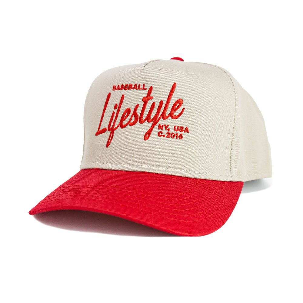 Signature Snapback Hat - Khaki/Red