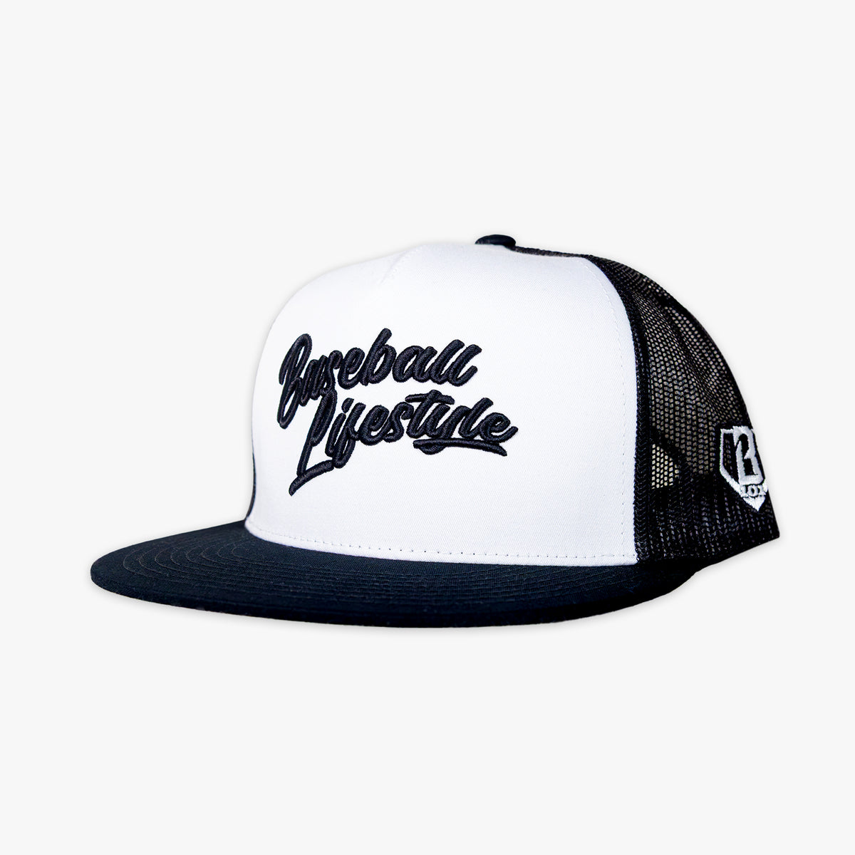 White and black cap with 'Freestyle Lifestyle' text on a white background