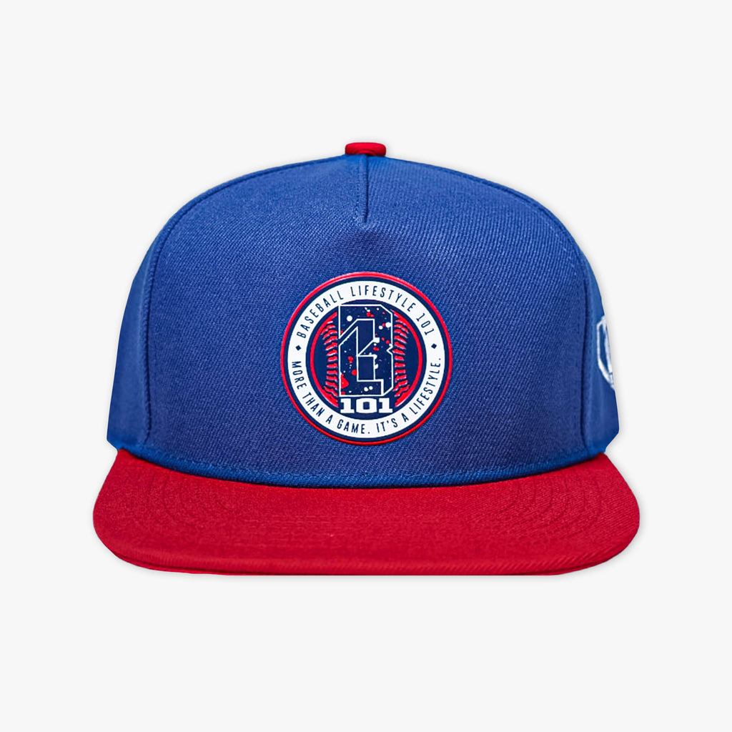 Navy blue and Red baseball hat, paint splatter, 4th of July