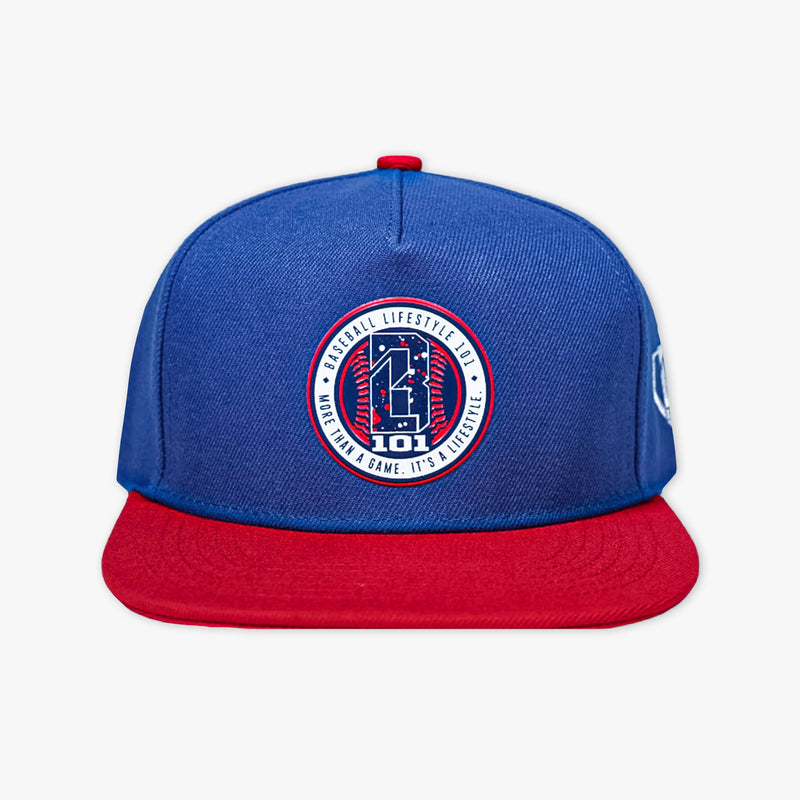 Navy blue and Red baseball hat, paint splatter, 4th of July