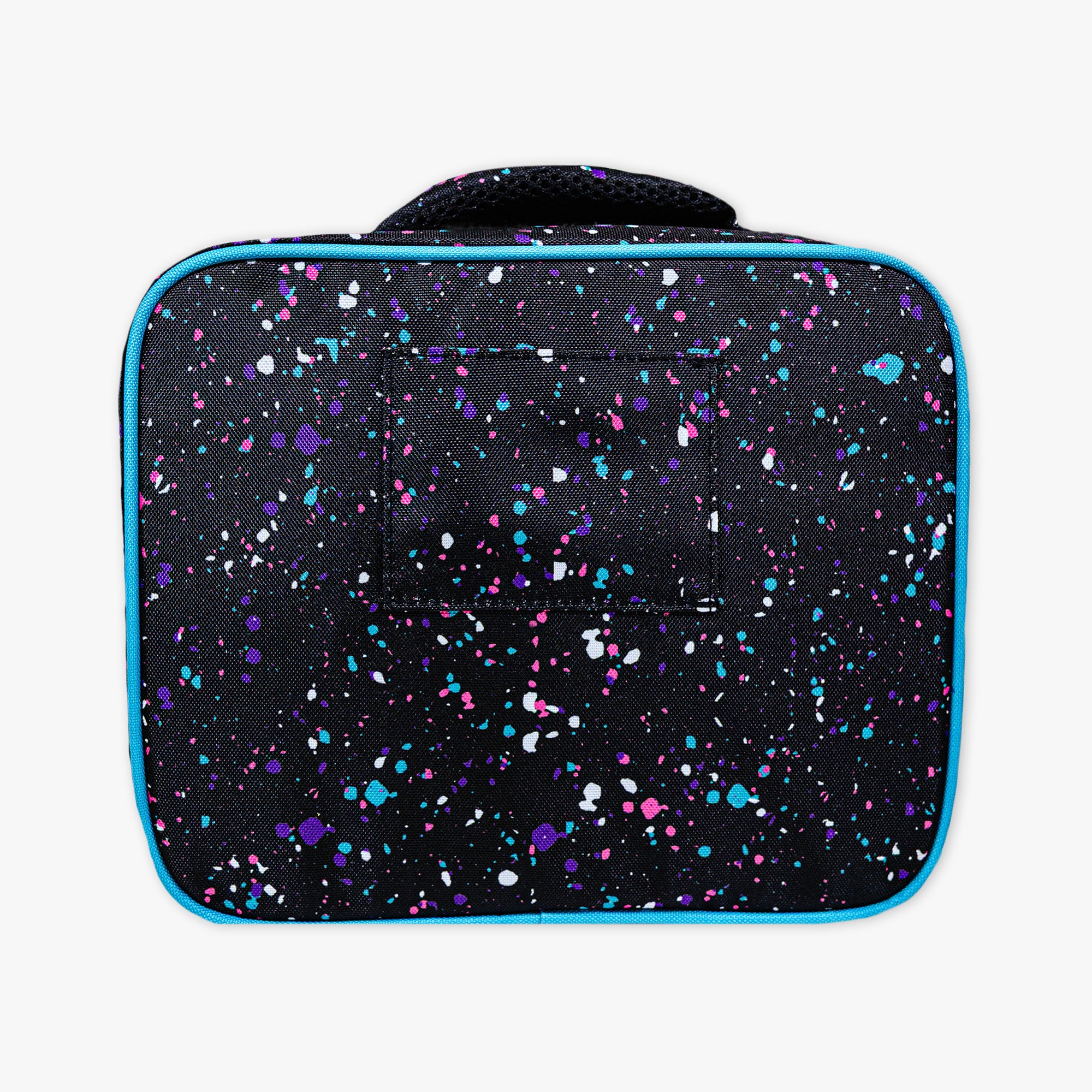 Adult model wearing black lunch box with "Splatter SZN 2" design