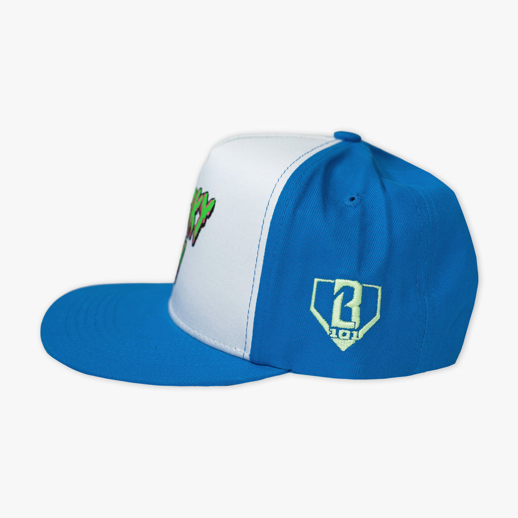 Blue hat with "Spooky SZN Drip" design