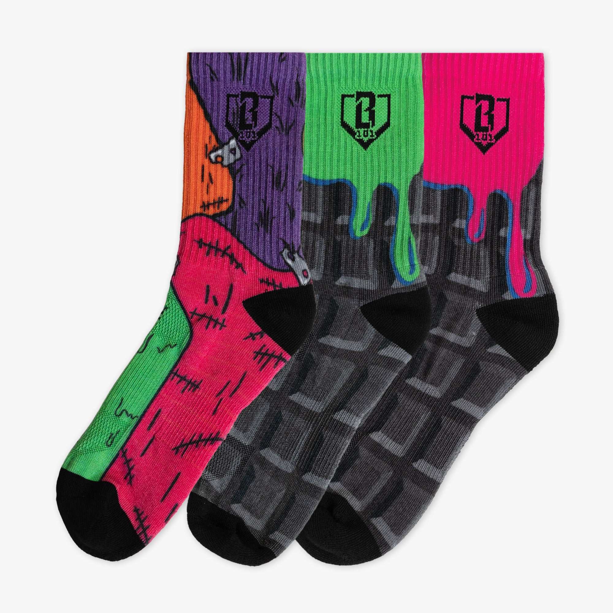 Multi-Color socks with "Spooky SZN Waffle" design
