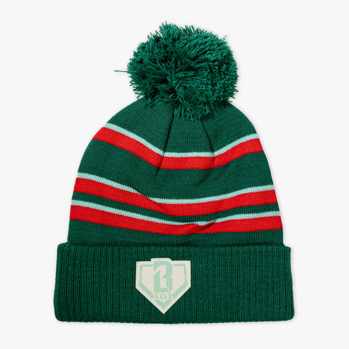 Green beanie with "Stitched For The SZN Beanie" design