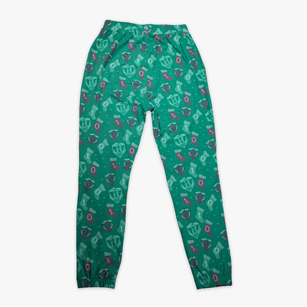 Green Stitched For The SZN youth pajama pants — back view