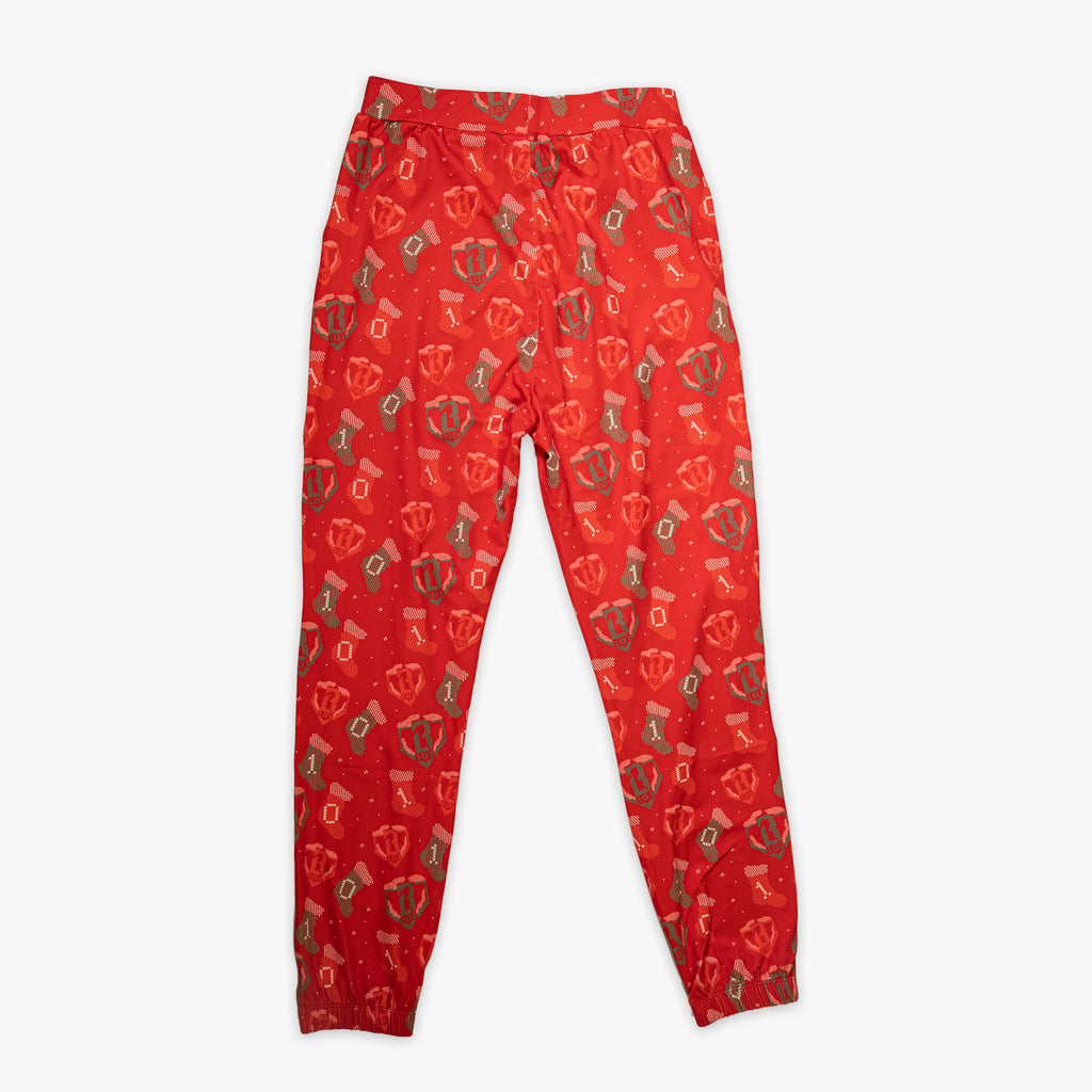 Red Stitched For The SZN youth pajama pants — back view