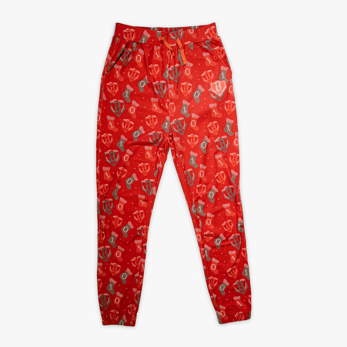 Red Stitched For The SZN youth pajama pants — front view
