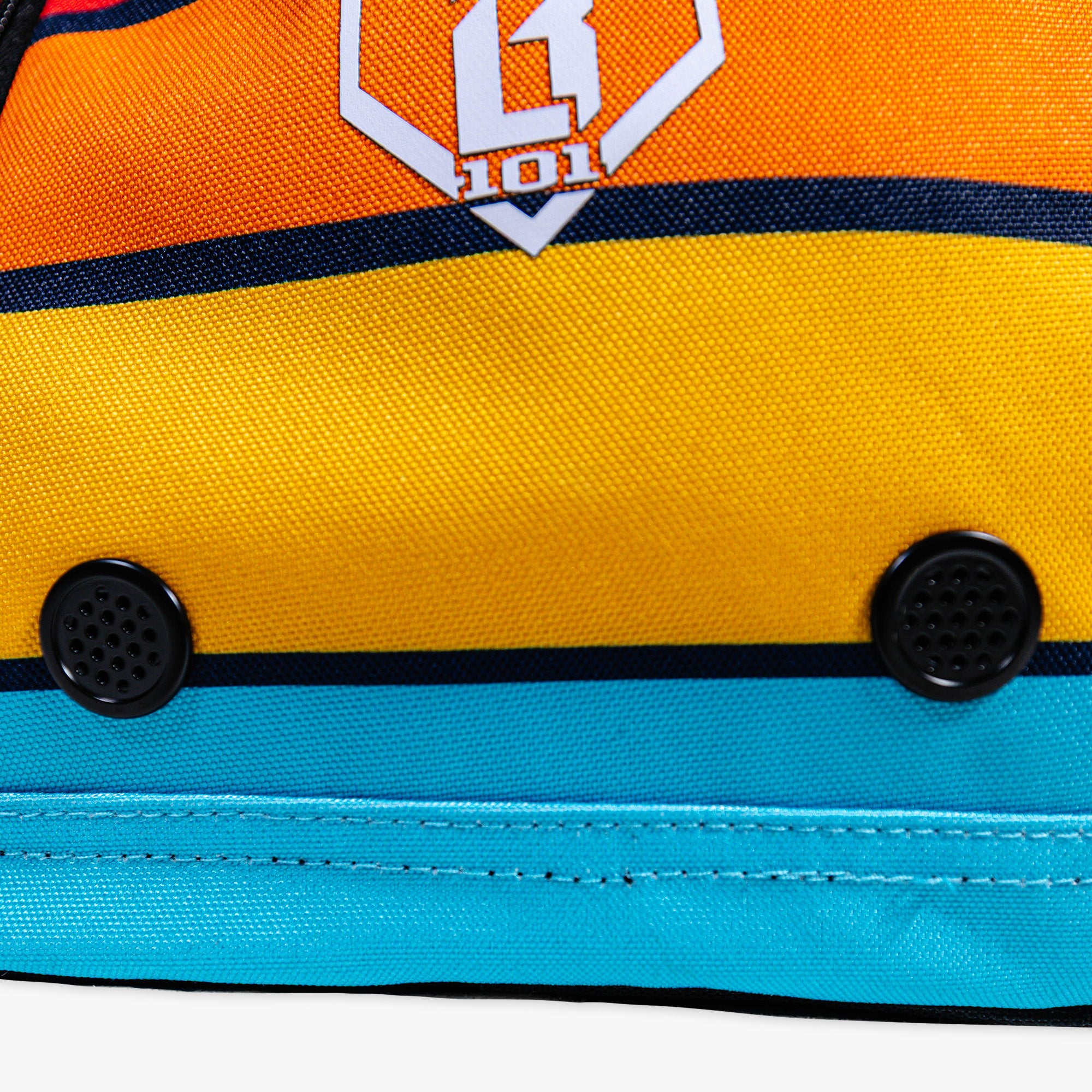 Camp Duffel Bag Baseball Lifestyle 101 logo side panel orange gold teal