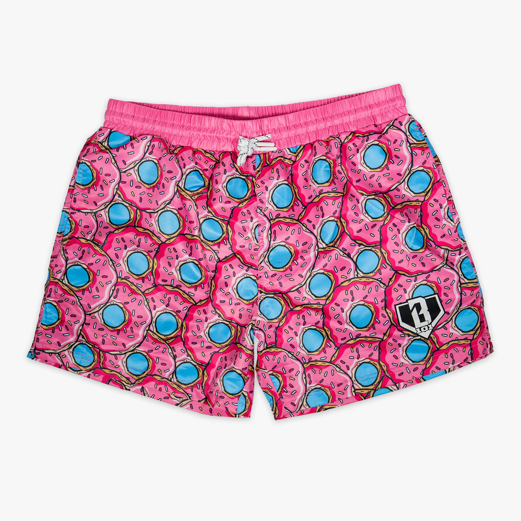 Trunks with “Donut Swim Trunks” design — front view