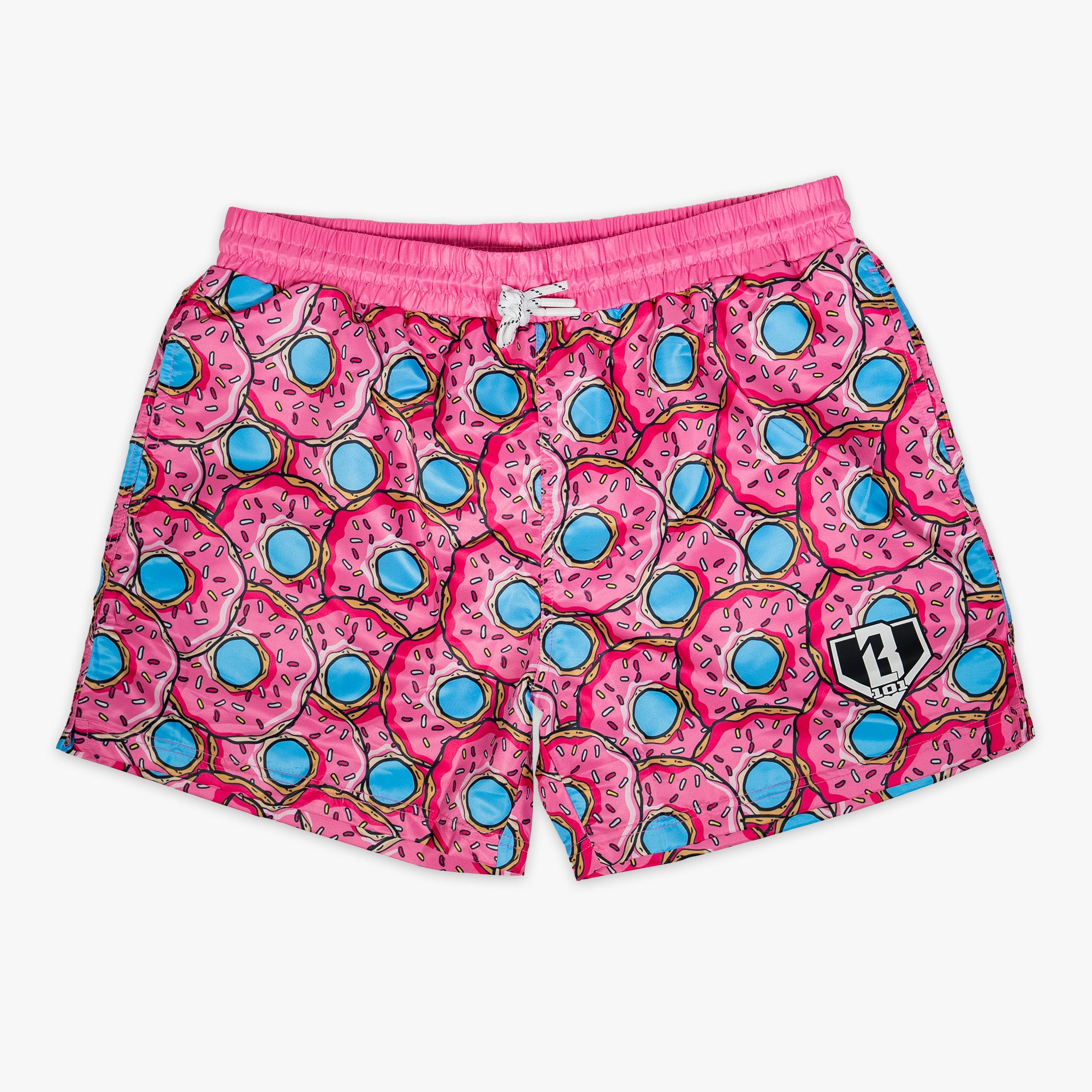 Trunks with “Donut Swim Trunks” design — front view