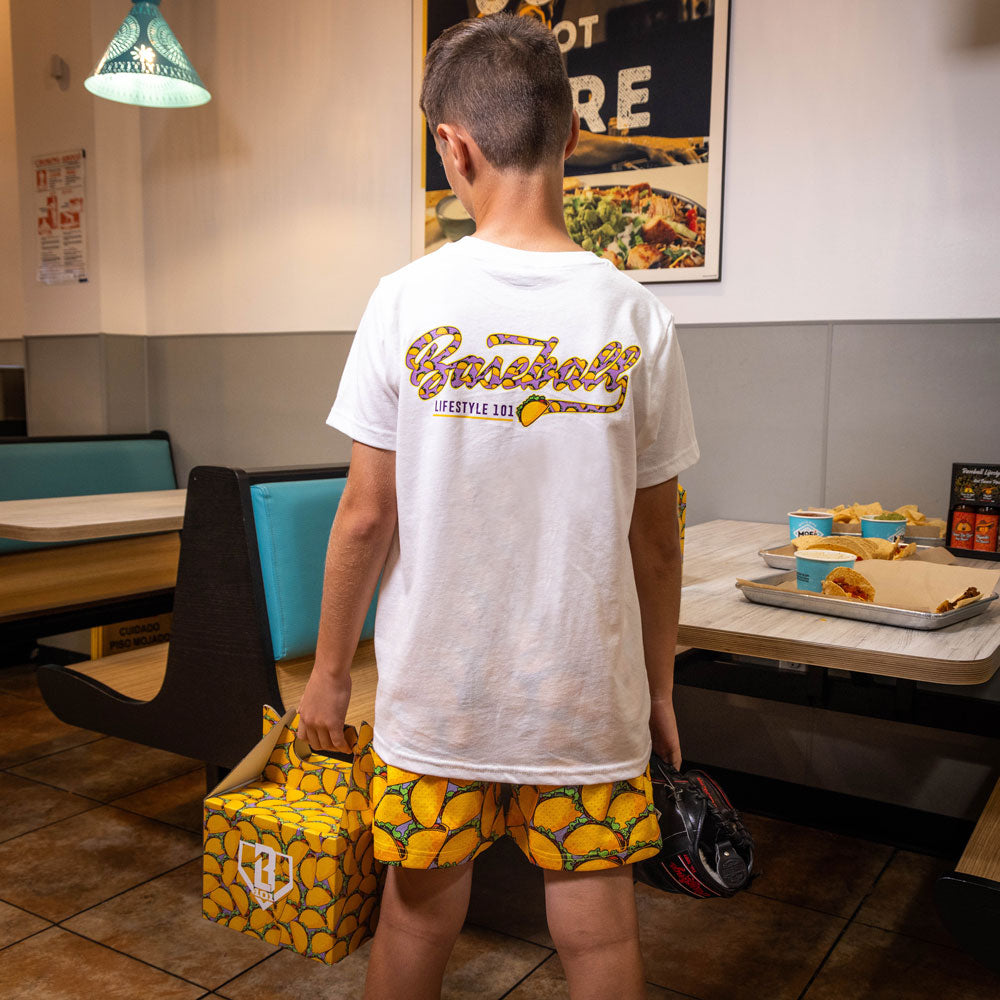 White Taco Established youth graphic tee — back view