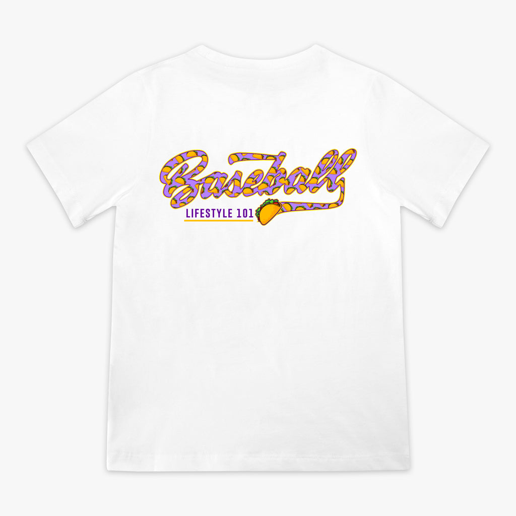White Taco Established youth graphic tee — back view