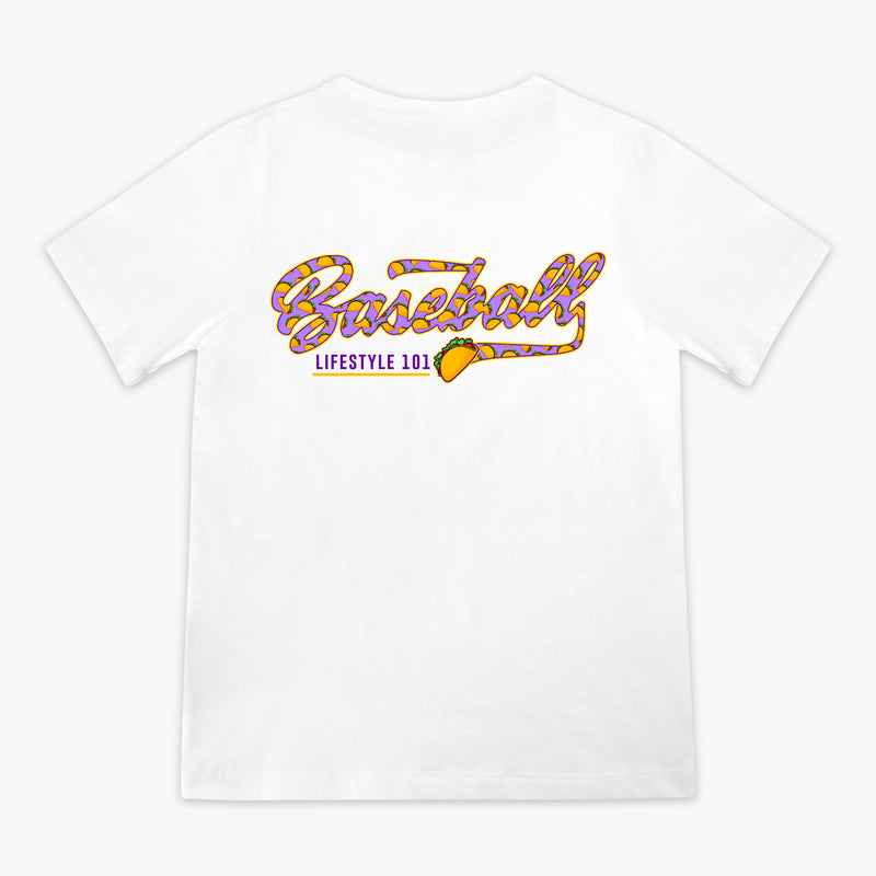White Taco Established youth graphic tee — back view