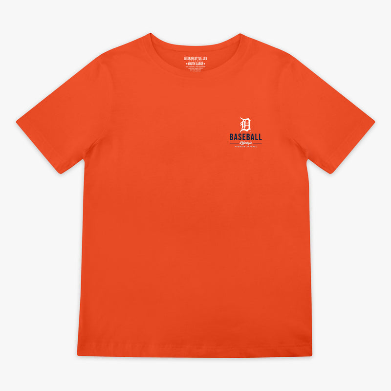 Orange youth graphic tee with "Detroit Tigers Ice Cream Cap" design - front view