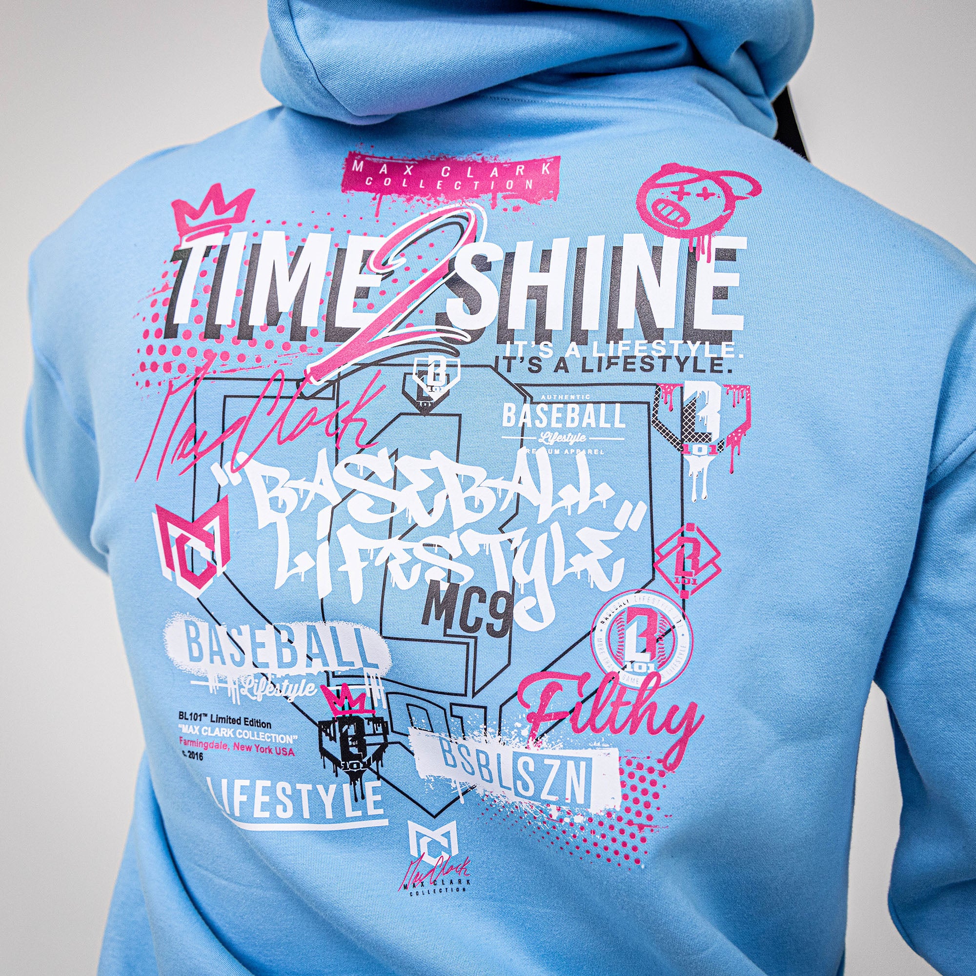 Time 2 Shine Icons Hoodie - Cotton Candy Blue - Baseball Lifestyle 101