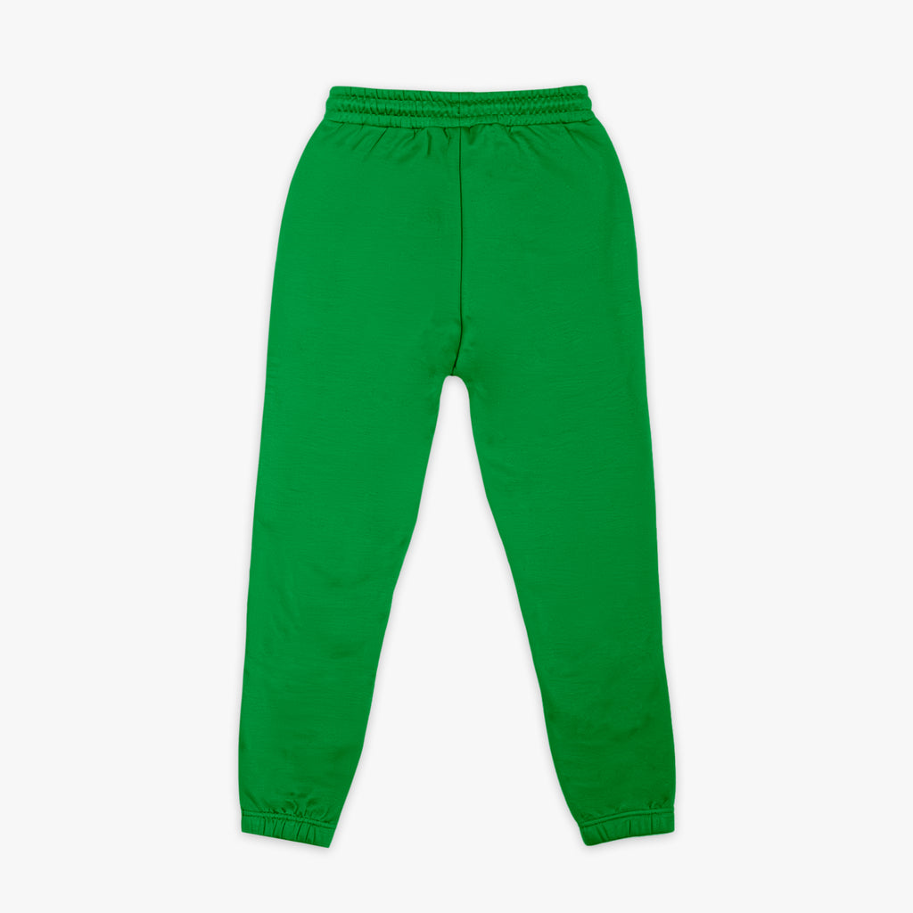 Green youth sweatpants with "Tis The SZN" design — back view