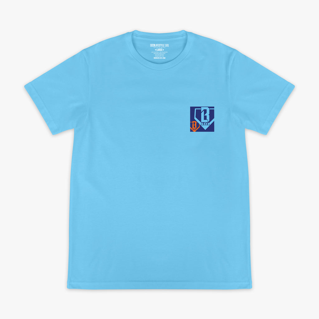 Blue Trash Talk graphic tee — front view