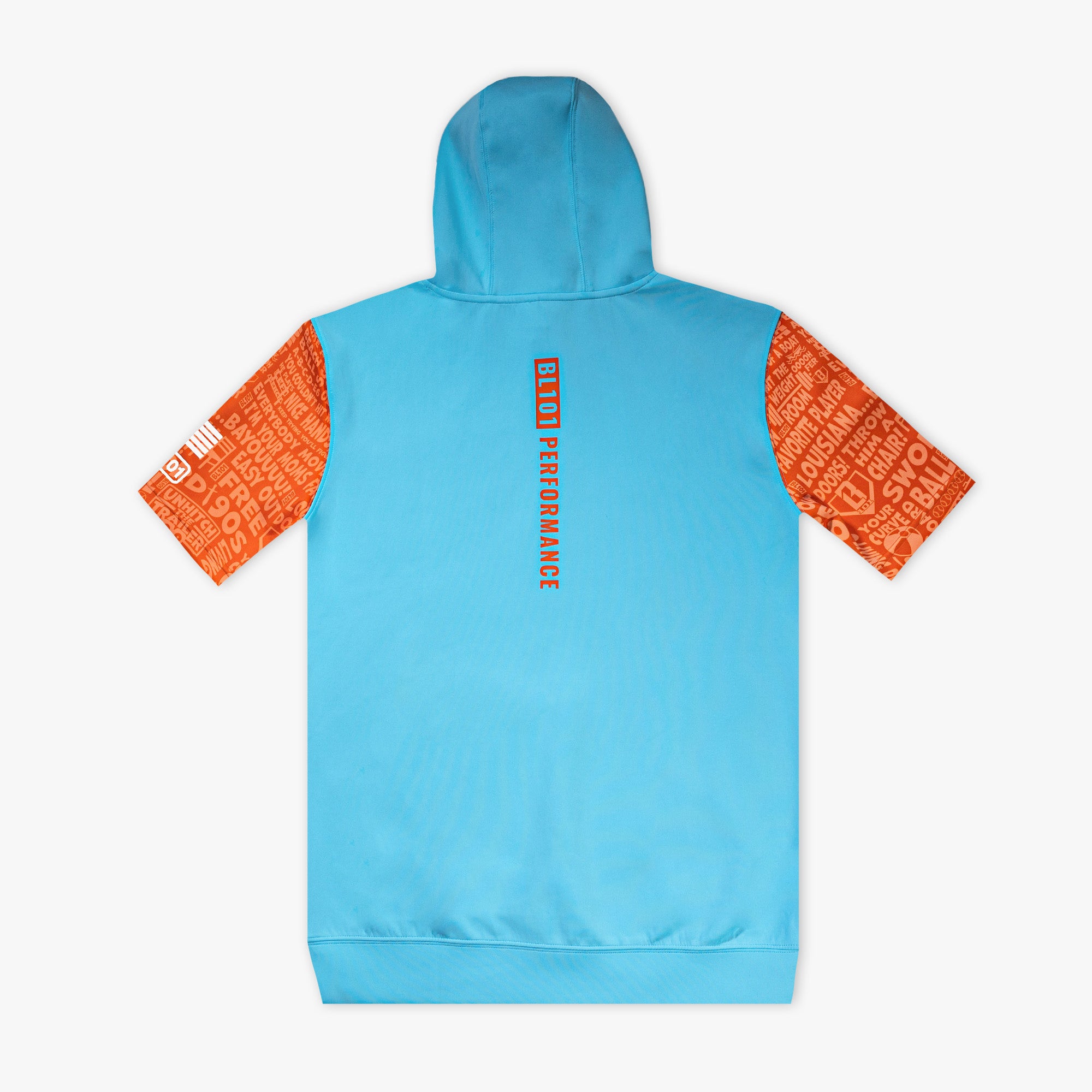 BSBL-SZN V3 Short Sleeve Hoodie - Blue/Orange - Baseball Lifestyle 101