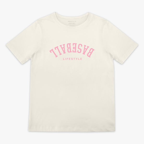Upside Down Baseball Youth Tee - Cream/Pink – Baseball Lifestyle 101
