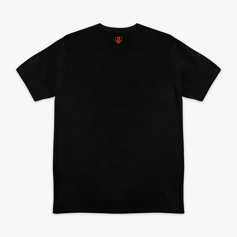 Graphic tee with “Houston Astros Upside Down” design — back view
