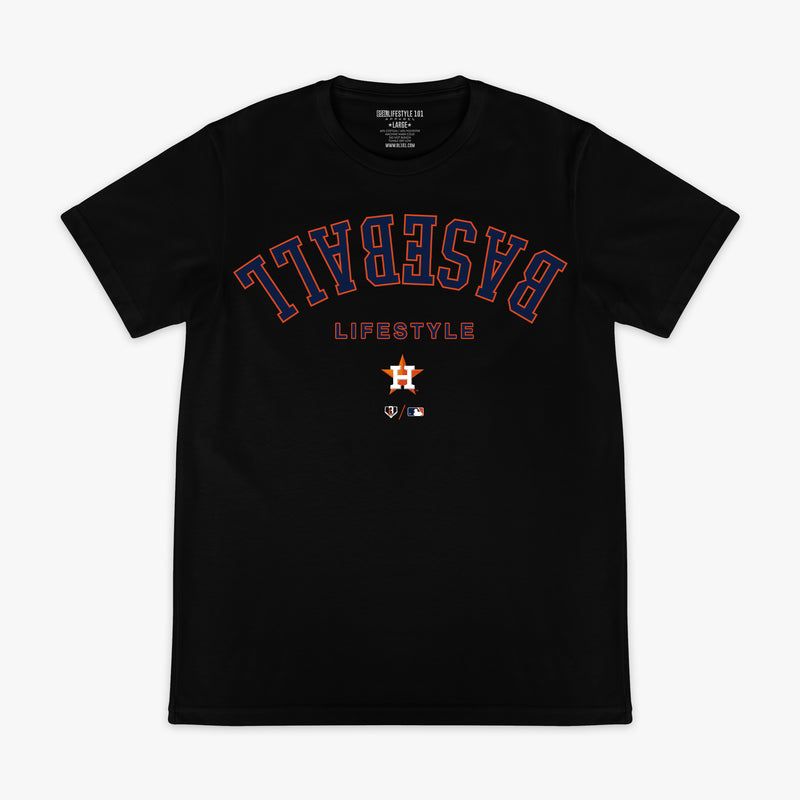Graphic tee with “Houston Astros Upside Down” design — front view