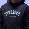 Upside Down Baseball Youth Hoodie - Black/Light Blue