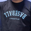 Upside Down Baseball Youth Tee - Black/Light Blue