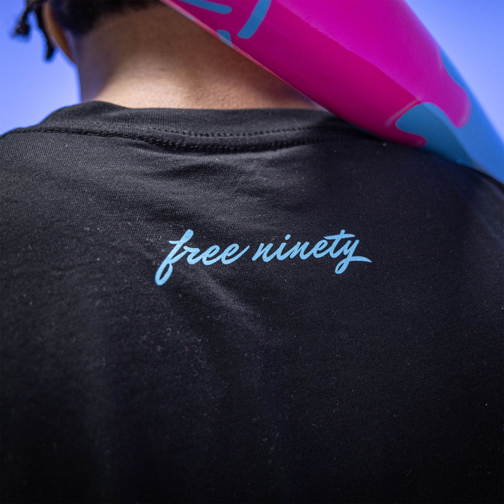 Upside Down Baseball Youth Tee - Black/Light Blue