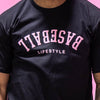Upside Down Baseball Youth Tee - Black/Pink