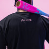 Upside Down Baseball Youth Tee - Black/Pink
