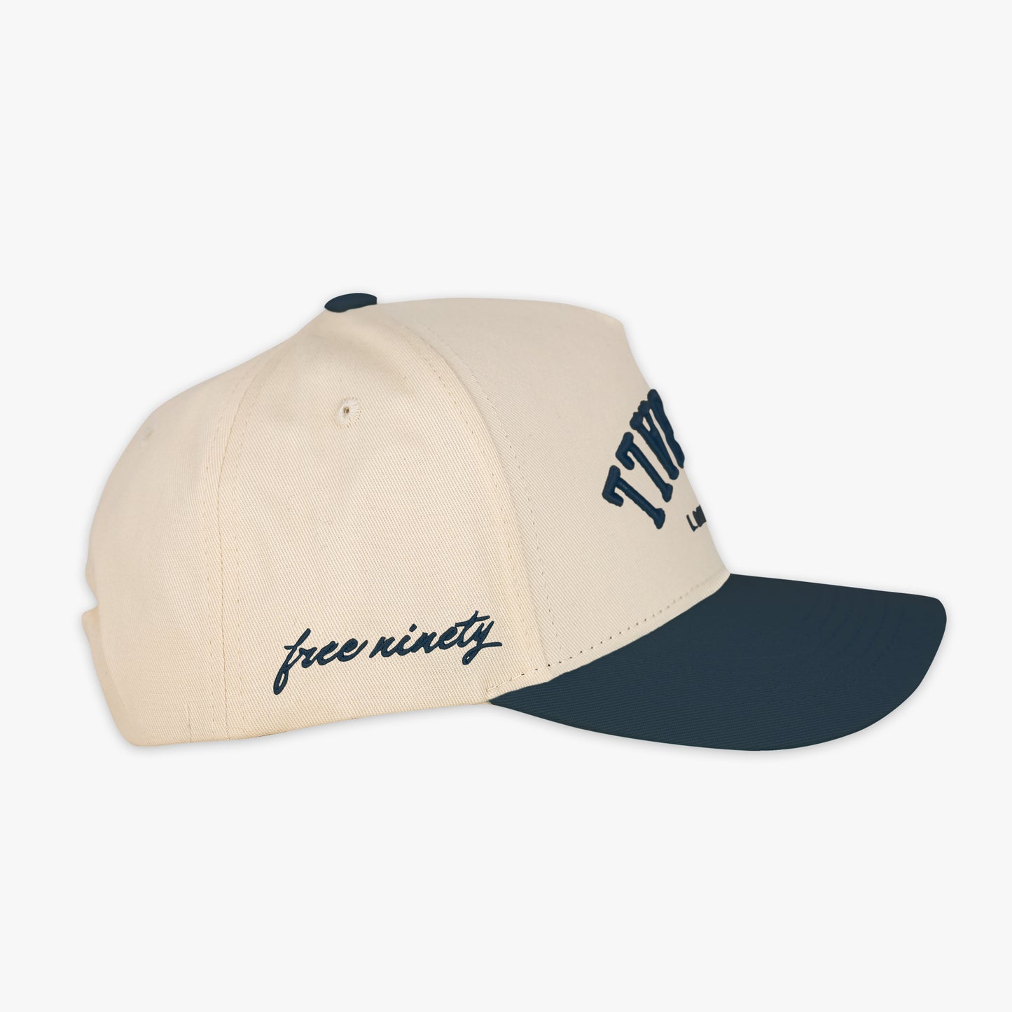 Upside Down Baseball Hat - Cream/Navy