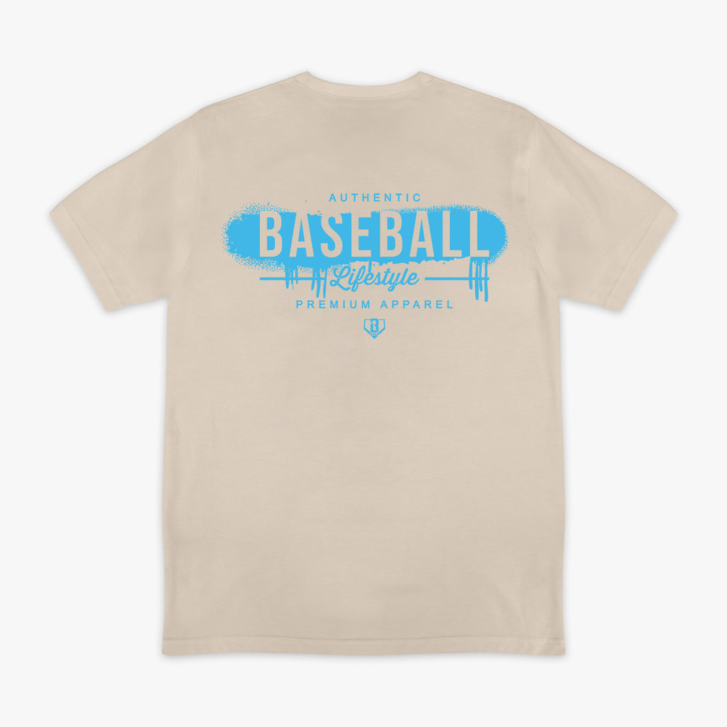 Vandal Tee - Tan/Light Blue