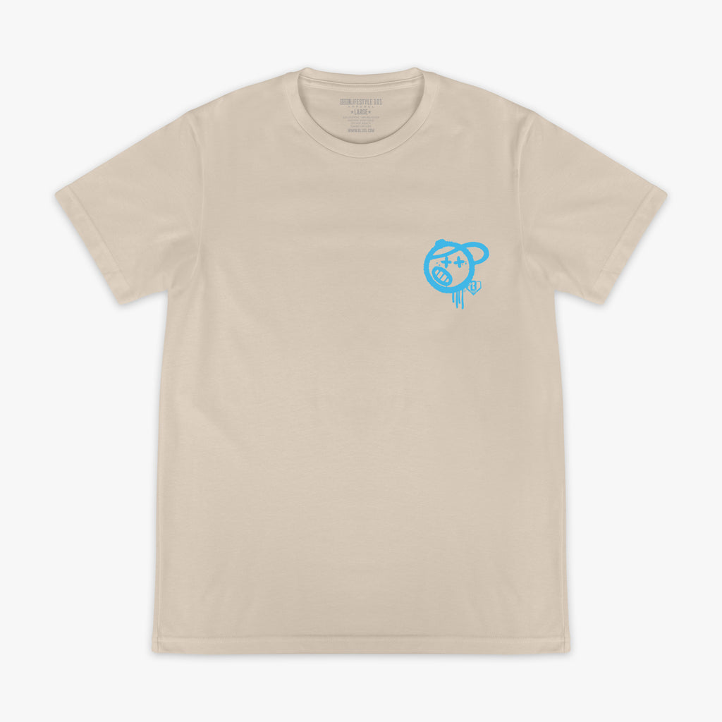 Vandal Tee - Tan/Light Blue