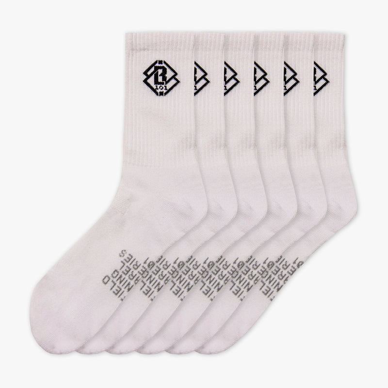 Crew Performance Poly Socks 6-Pack - White