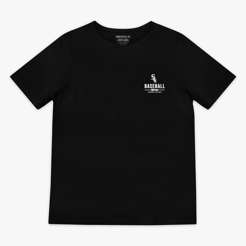 Black youth graphic tee with "Chicago White Sox Ice Cream" design - front view