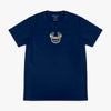 Navy blue t-shirt with a horseshoe Baseball Lifestyle logo on the chest against a white background