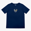 Navy blue t-shirt with a horseshoe Baseball Lifestyle logo on the chest against a white background